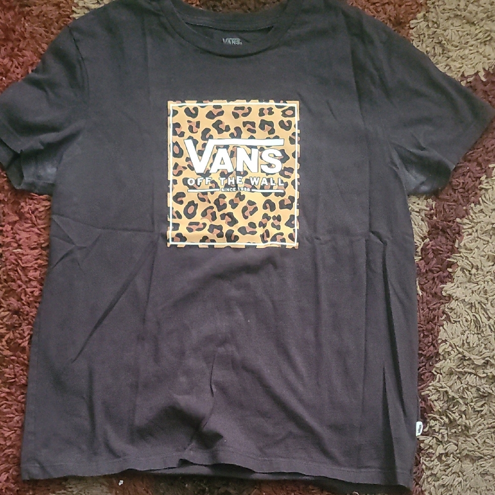 Vans Black Tee with Leopard Print